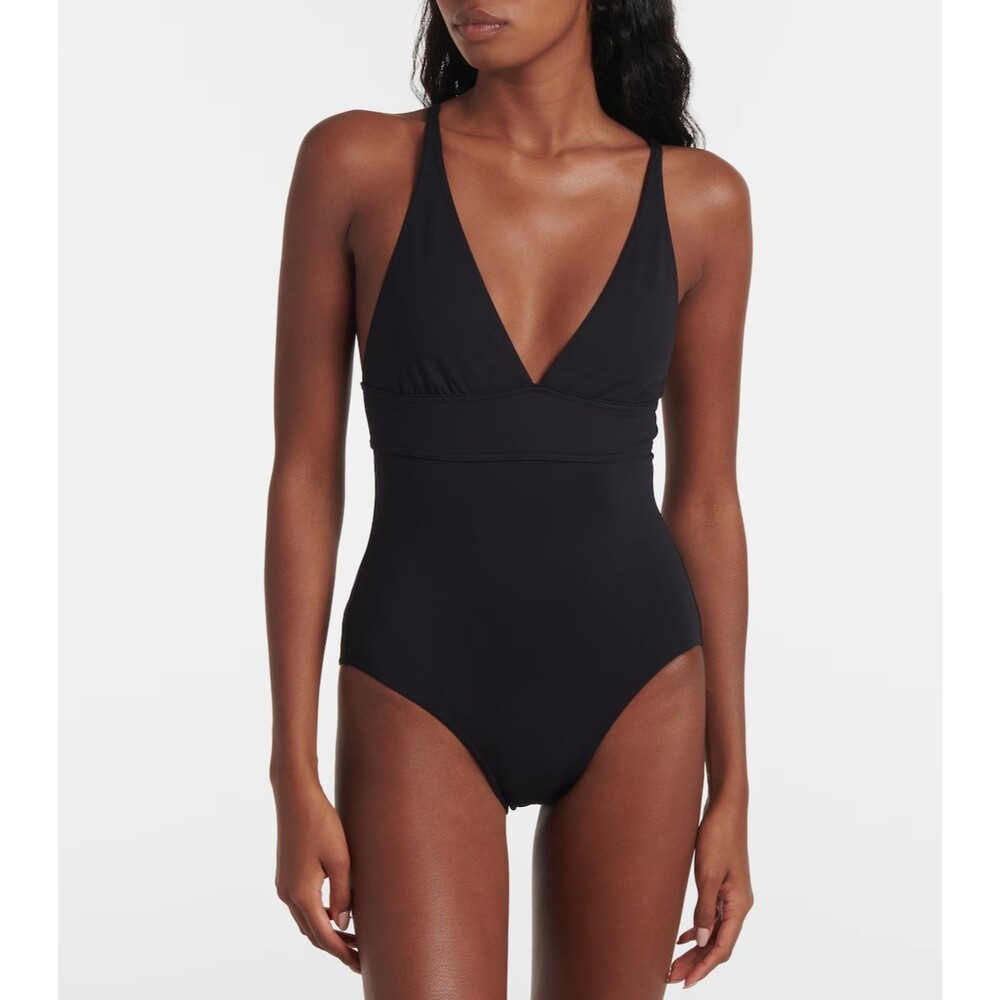 Eres Black Larcin One Piece Swimsuit Plunge Neck Square Back France, Size 14